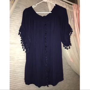 Off the Shoulder Tasseled Dress
